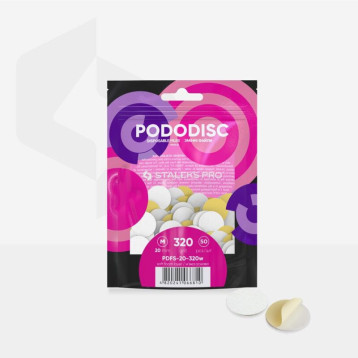 Disposable white files on soft foam layer for pedicure disc PODODISC M EXPERT 320 grit (50 pcs)