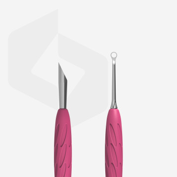 Manicure pusher Gummy with silicone handle UNIQ 11 TYPE 2 (beveled and loop pusher)