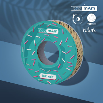 Disposable white abrasive tape papmAm EXPERT 100 grit for the plastic case