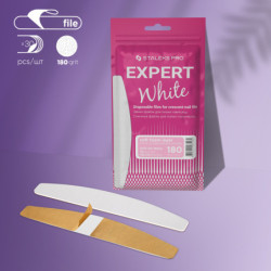 Disposable white files for crescent nail file on a soft foam layer EXPERT 40 180 grit (30 pcs)