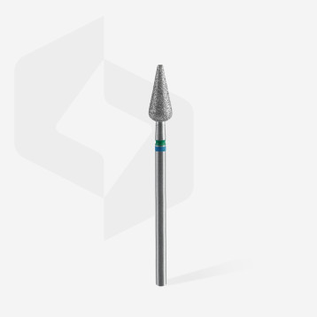 Diamond nail drill bit DUO pointed pear blue-green EXPERT head diameter 5 mm / working part 12 mm FA100BG050/12