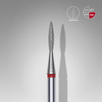 Diamond nail drill bit pointed flame red EXPERT head diameter 1