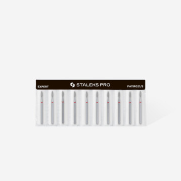 Diamond nail drill bit pointed flame red EXPERT head diameter2,1 mm / working part 8 mm