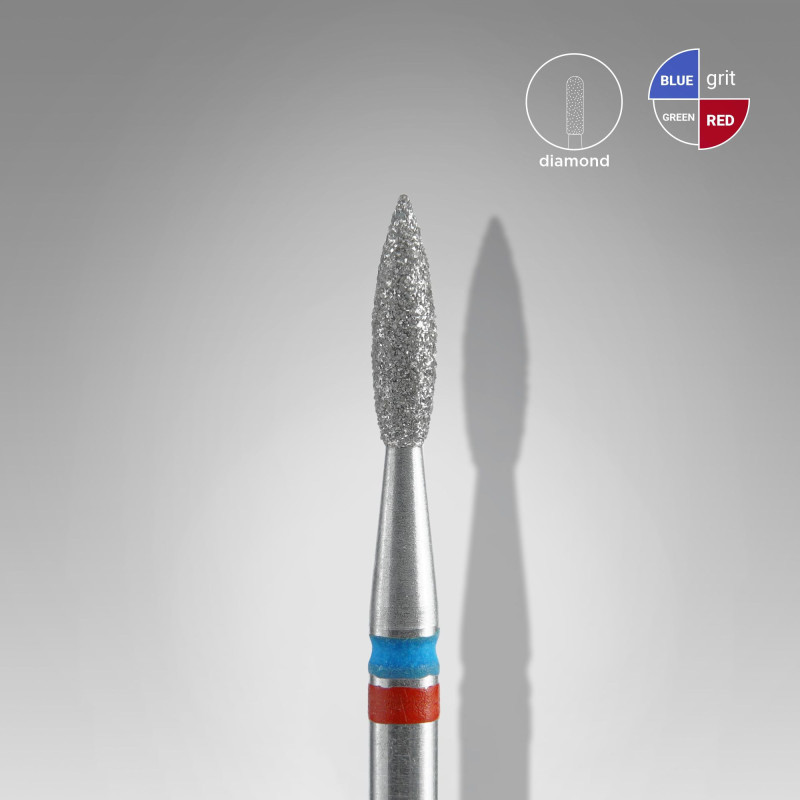 Diamond nail drill bit DUO flame red-blue EXPERT head diameter 2
