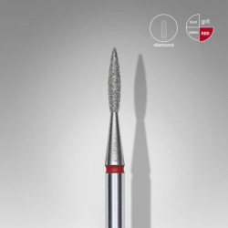 Diamond nail drill bit pointed flame red EXPERT head diameter 1